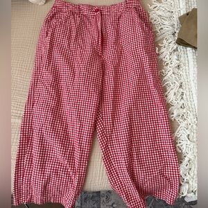 Vintage Red Gingham Checkered Capri Pants
